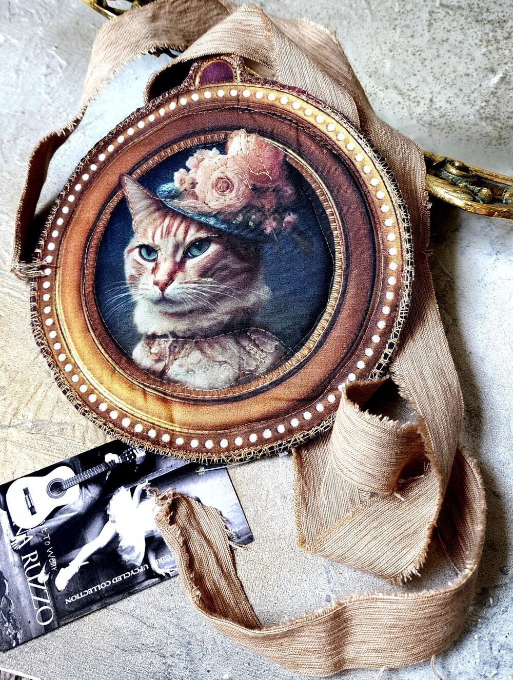 Cat Jabot Bowtie Medallion Necklace Belt Concept Avantgarde Artisan Quilt Fabric